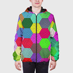 Куртка с капюшоном мужская Геометрический узор Pattern, цвет: 3D-черный — фото 2