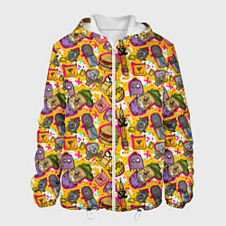Куртка с капюшоном мужская Поп арт животные, еда, цвет: 3D-белый