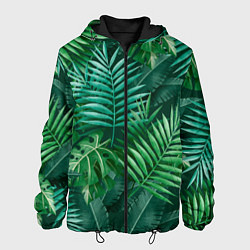 Куртка с капюшоном мужская Tropical plants pattern, цвет: 3D-черный