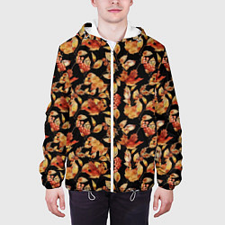 Куртка с капюшоном мужская Осеннее настроение паттерн, цвет: 3D-белый — фото 2