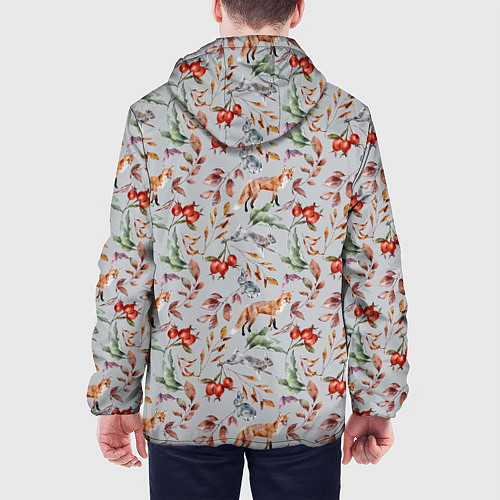 Мужская куртка Лисы и лесные ягоды / 3D-Белый – фото 4