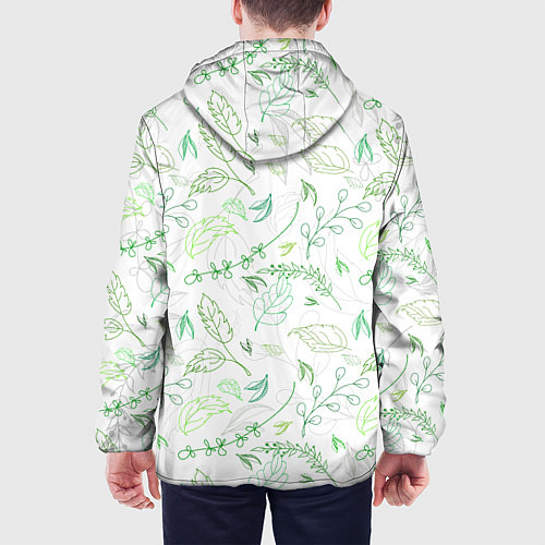 Мужская куртка Хаос из зелёных веток и листьев / 3D-Белый – фото 4