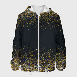 Куртка с капюшоном мужская Золотые блестки на темном фоне Сияющий глиттер, бл, цвет: 3D-белый