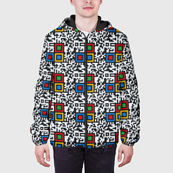Куртка с капюшоном мужская QR код - паттерн, цвет: 3D-черный — фото 2