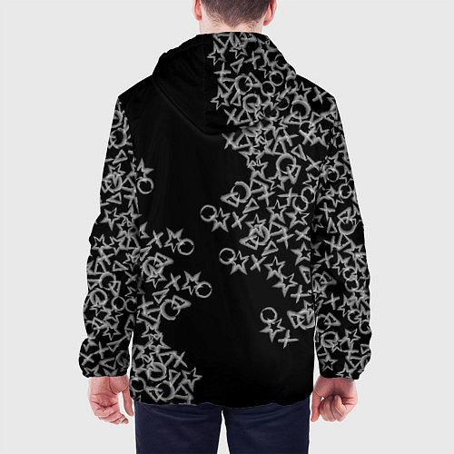 Мужская куртка Абстракция ,серебряный геометрический узор / 3D-Белый – фото 4