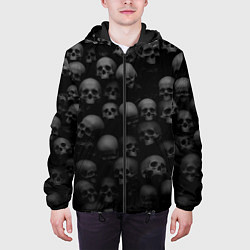Куртка с капюшоном мужская Черепа на черном фоне паттерн, цвет: 3D-черный — фото 2