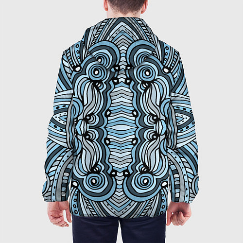 Мужская куртка Абстрактный узор в дудл стиле Рисунок от руки Лини / 3D-Белый – фото 4