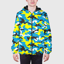 Куртка с капюшоном мужская Камуфляж Небесно-Синий, цвет: 3D-черный — фото 2