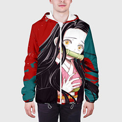 Куртка с капюшоном мужская Клинок, рассекающий демонов Незуко Камадо, цвет: 3D-белый — фото 2