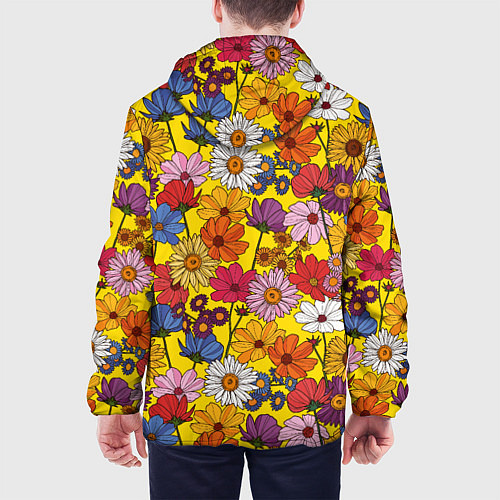 Мужская куртка Цветочки-лютики на желтом фоне / 3D-Белый – фото 4