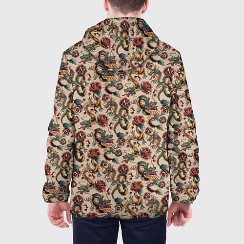 Мужская куртка ДРАКОН И РОЗА / 3D-Белый – фото 4