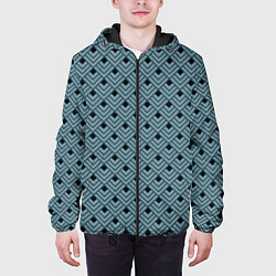 Куртка с капюшоном мужская Абстракция из разноцветных квадратов, цвет: 3D-черный — фото 2