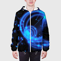 Куртка с капюшоном мужская Неоновый космос Neon space, цвет: 3D-белый — фото 2