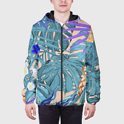 Куртка с капюшоном мужская Цветы Цветущие Тропики, цвет: 3D-черный — фото 2
