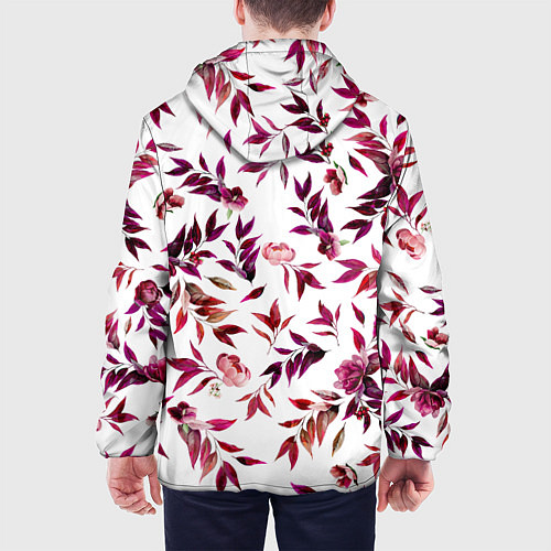 Мужская куртка Цветы Летние Розовые / 3D-Белый – фото 4