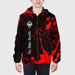 Куртка с капюшоном мужская TESV: SKYRIM - Краска Вертикально, цвет: 3D-черный — фото 2