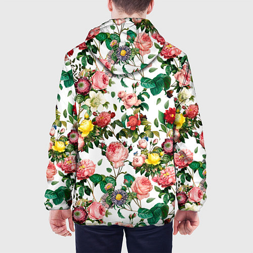 Мужская куртка Узор из летних роз Summer Roses Pattern / 3D-Белый – фото 4