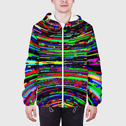 Куртка с капюшоном мужская Абстракция Неон Авангард, цвет: 3D-белый — фото 2