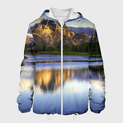 Куртка с капюшоном мужская Горы mountains, цвет: 3D-белый