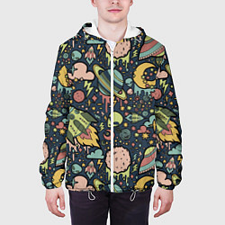 Куртка с капюшоном мужская Космос планеты, цвет: 3D-белый — фото 2