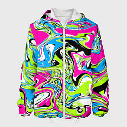 Куртка с капюшоном мужская Абстрактные мраморные разводы в ярких цветах Поп а, цвет: 3D-белый