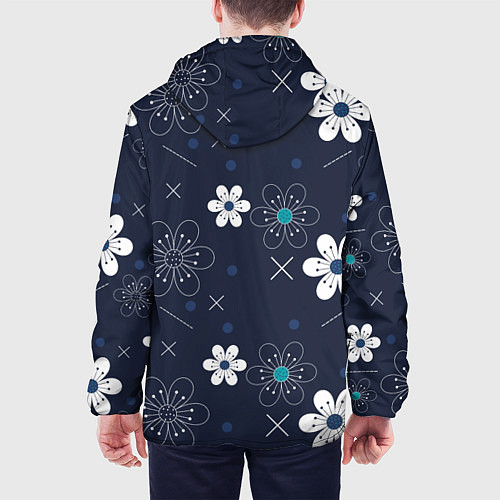 Мужская куртка Ночные цветы на ночной поляне / 3D-Белый – фото 4