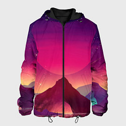 Куртка с капюшоном мужская Горы Космос Neon Психоделика, цвет: 3D-черный