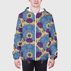 Куртка с капюшоном мужская Цветочные узоры, цвет: 3D-белый — фото 2