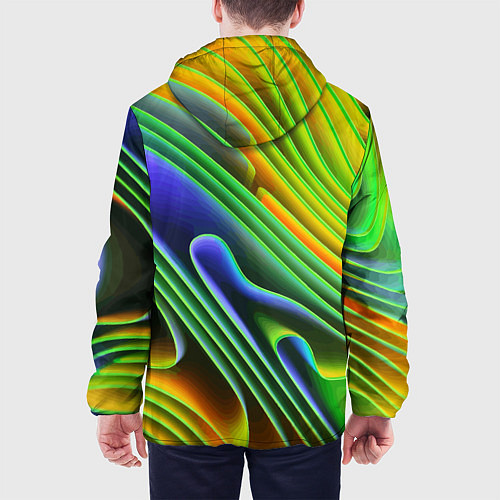 Мужская куртка Цветные неоновые полосы Абстракция Color neon patt / 3D-Белый – фото 4