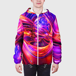 Куртка с капюшоном мужская Abstract color neon composition Абстрактная неонов, цвет: 3D-белый — фото 2