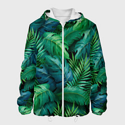 Куртка с капюшоном мужская Green plants pattern, цвет: 3D-белый
