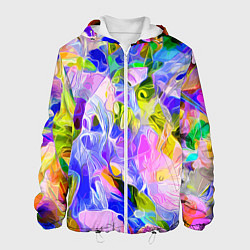Куртка с капюшоном мужская Красочный цветочный узор Весна - Лето 2023 Colorfu, цвет: 3D-белый