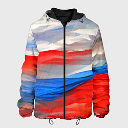 Куртка с капюшоном мужская Флаг России в красках, цвет: 3D-черный