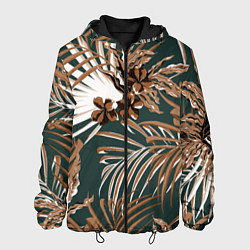 Куртка с капюшоном мужская Цветы Приглушённые Тропики, цвет: 3D-черный