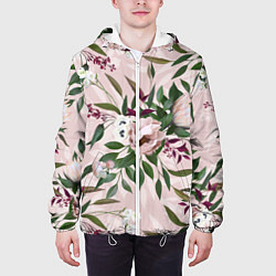 Куртка с капюшоном мужская Цветы Букет Из Протей, цвет: 3D-белый — фото 2