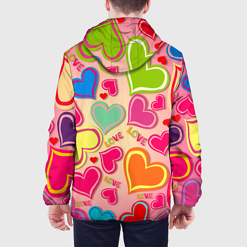 Мужская куртка ЛЮБОВНЫЕ СЕРДЕЧКИ LOVE HEARTS / 3D-Белый – фото 4