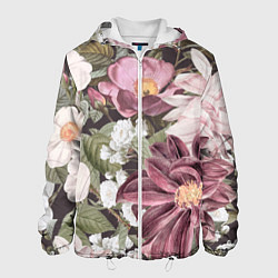 Куртка с капюшоном мужская Цветы Красивый Цветочный Букет Георгин, цвет: 3D-белый