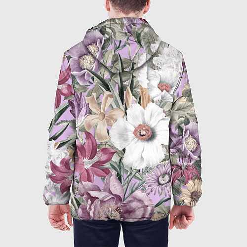 Мужская куртка Цветы Фиолетовый Клематис / 3D-Белый – фото 4