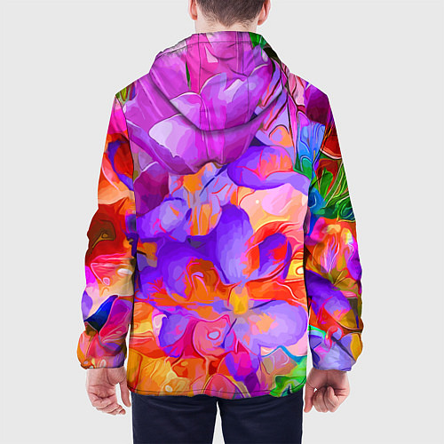 Мужская куртка Красочный цветочный паттерн Лето Colorful Floral P / 3D-Черный – фото 4