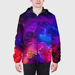 Куртка с капюшоном мужская Цветные неоновые разводы на воде Авангард Colored, цвет: 3D-черный — фото 2