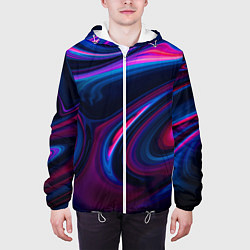 Куртка с капюшоном мужская Неоновые разводы Neon streaks, цвет: 3D-белый — фото 2