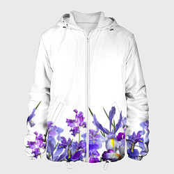 Куртка с капюшоном мужская Любимые Ирисы, цвет: 3D-белый