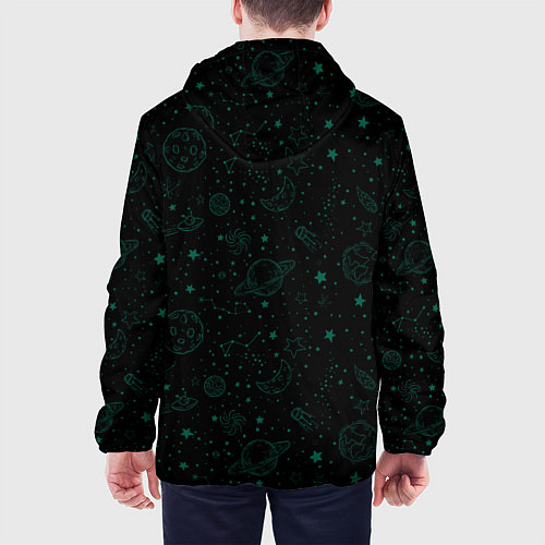 Мужская куртка Черный паттерн космические объекты / 3D-Белый – фото 4