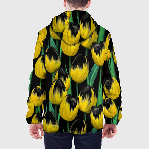 Мужская куртка Цветы Желтые Тюльпаны / 3D-Белый – фото 4