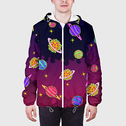 Куртка с капюшоном мужская Pizza in Space, цвет: 3D-белый — фото 2