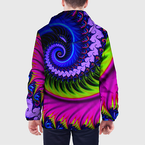 Мужская куртка Разноцветная неоновая спираль Абстракция Multicolo / 3D-Черный – фото 4