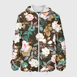 Куртка с капюшоном мужская Цветы Розы Садовые, цвет: 3D-белый