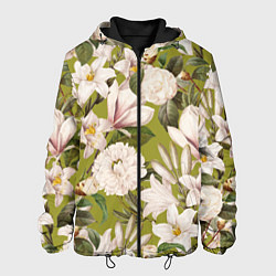 Куртка с капюшоном мужская Цветы Лилии и Астры, цвет: 3D-черный