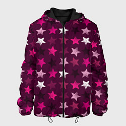 Куртка с капюшоном мужская Бордовые звезды, цвет: 3D-черный