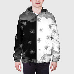 Куртка с капюшоном мужская РОССИЯ - ГЕРБ Огонь Паттерн, цвет: 3D-черный — фото 2